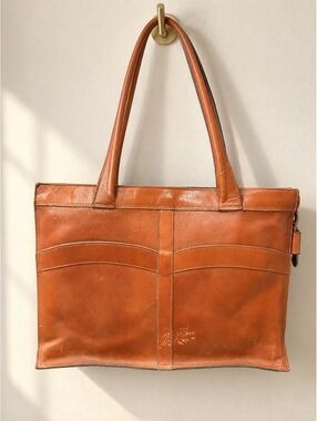 Vintage Il Bisonte Italian Leather Tote Bag Cognac Ditressed Shoulder Bag